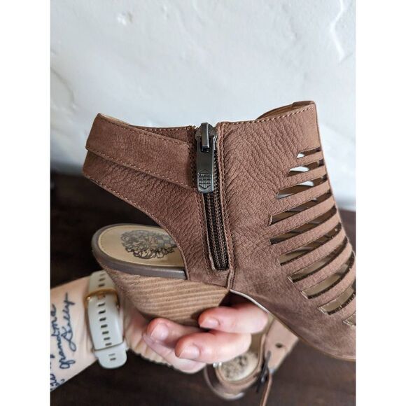 Vince Camuto Eliana Heeled Gladiator Caged Peep Toe Sandal Shoes - Size 8.5 - Picture 9 of 12